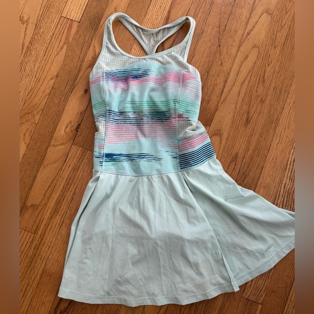 Ivivva Pastel Seafoam Striped Kids Tennis Dress sz 12